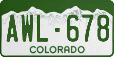 CO license plate AWL678