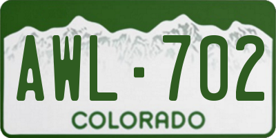 CO license plate AWL702