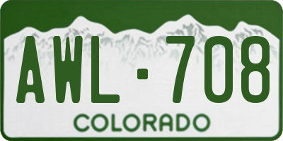 CO license plate AWL708