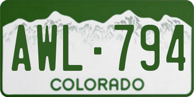 CO license plate AWL794
