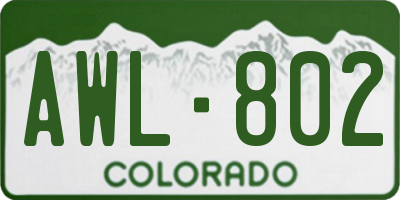 CO license plate AWL802