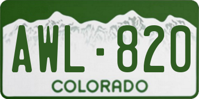 CO license plate AWL820