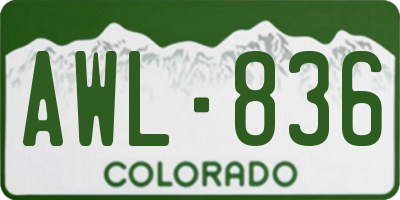 CO license plate AWL836
