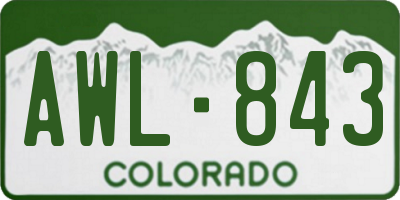 CO license plate AWL843