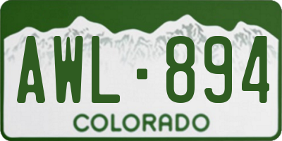 CO license plate AWL894