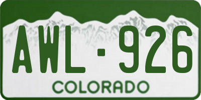CO license plate AWL926