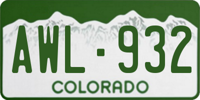 CO license plate AWL932