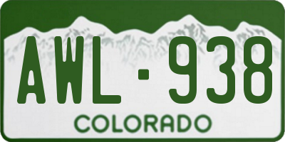 CO license plate AWL938
