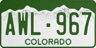 CO license plate AWL967