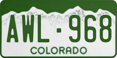 CO license plate AWL968