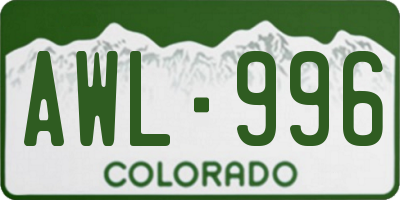 CO license plate AWL996