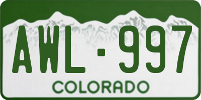 CO license plate AWL997