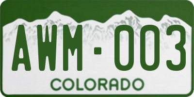 CO license plate AWM003