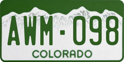 CO license plate AWM098