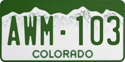 CO license plate AWM103