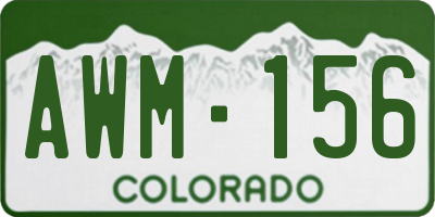 CO license plate AWM156