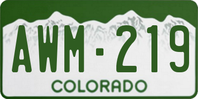 CO license plate AWM219
