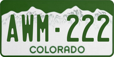 CO license plate AWM222