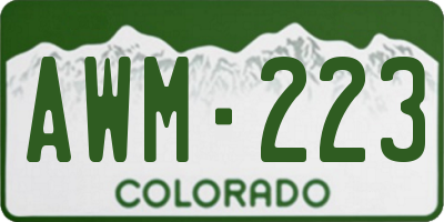 CO license plate AWM223
