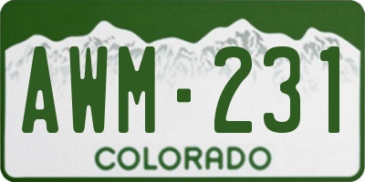CO license plate AWM231