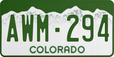 CO license plate AWM294
