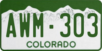 CO license plate AWM303