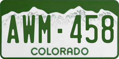 CO license plate AWM458