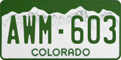 CO license plate AWM603
