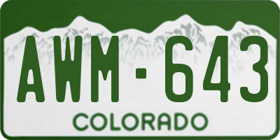 CO license plate AWM643