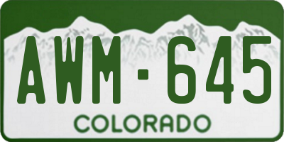 CO license plate AWM645