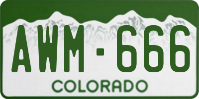 CO license plate AWM666