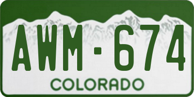 CO license plate AWM674