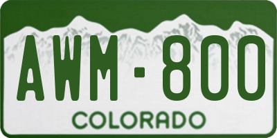CO license plate AWM800