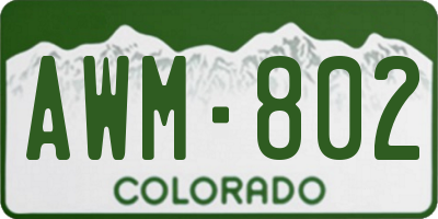 CO license plate AWM802