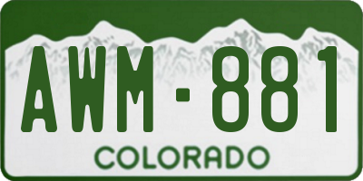 CO license plate AWM881