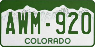 CO license plate AWM920