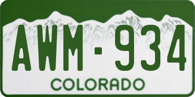 CO license plate AWM934