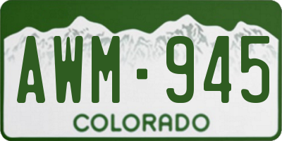 CO license plate AWM945