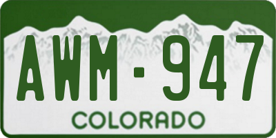 CO license plate AWM947