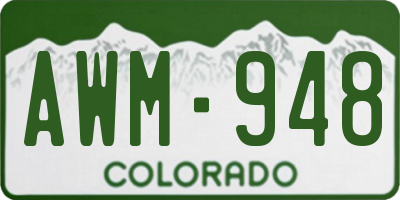 CO license plate AWM948