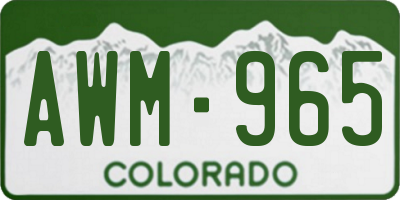 CO license plate AWM965