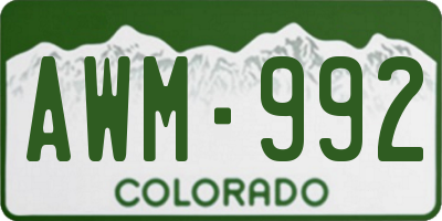 CO license plate AWM992