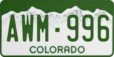 CO license plate AWM996