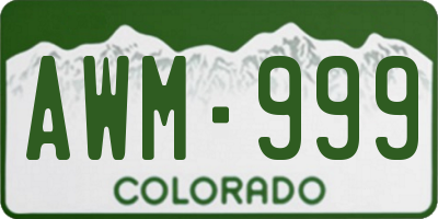 CO license plate AWM999