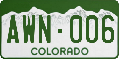 CO license plate AWN006