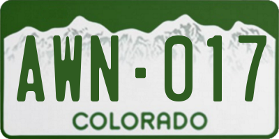 CO license plate AWN017