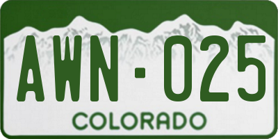 CO license plate AWN025