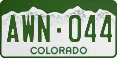 CO license plate AWN044