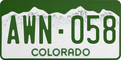 CO license plate AWN058