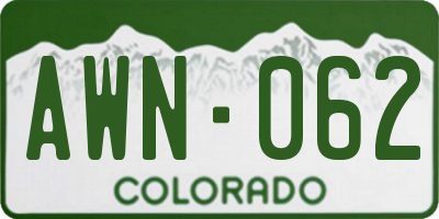 CO license plate AWN062
